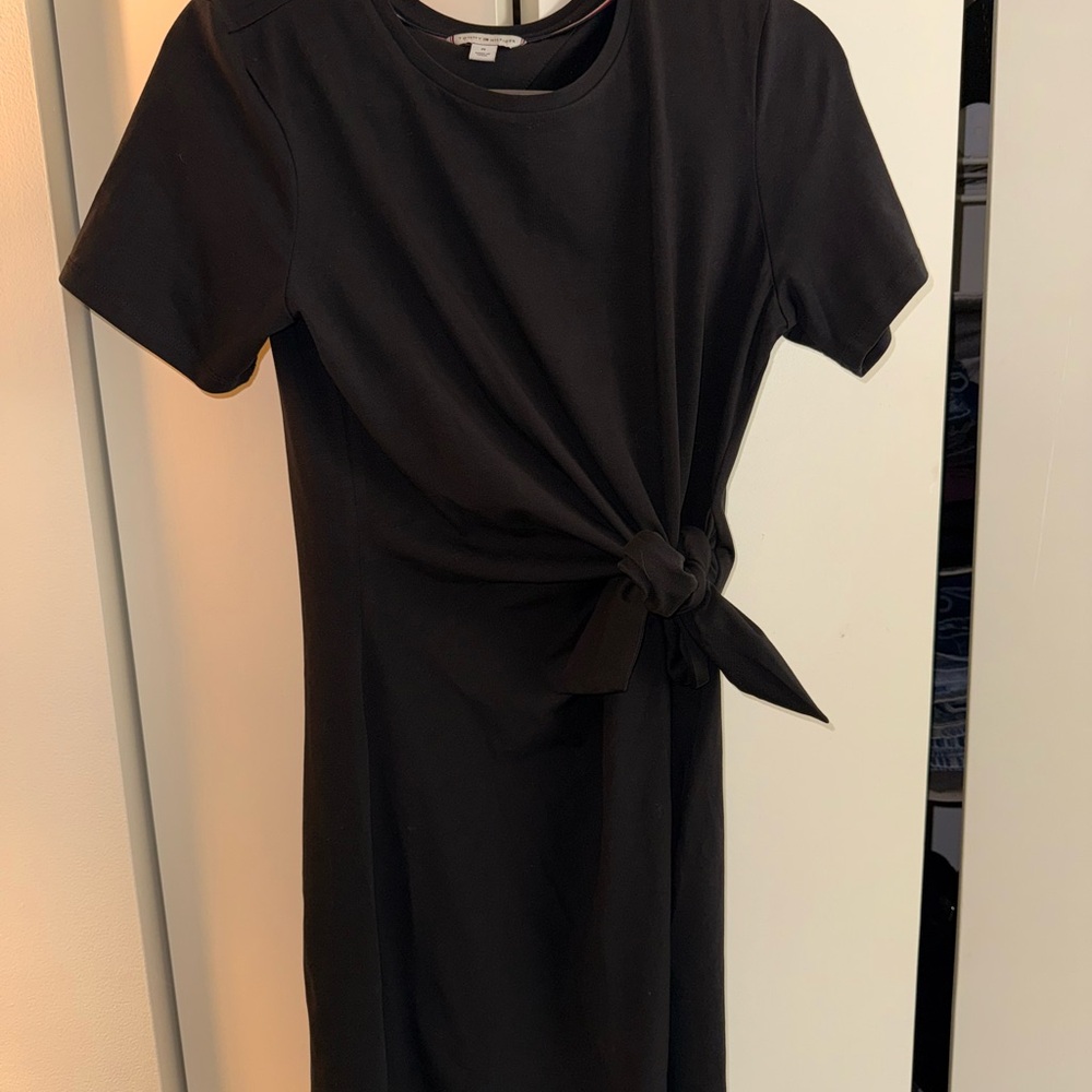 Tommy Hilfiger Black Midi Dress with Knot Detail